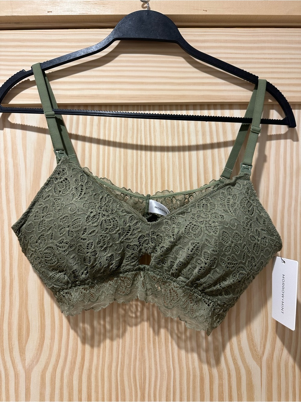 Dainty Lace Organic Cotton Nursing Bralette - Olive